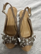 Next Ladies Open Toe Wedge Sandals Size 6 With 3D Butterflies Only Worn Twice