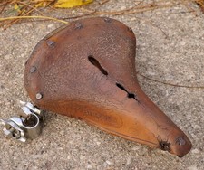 Vintage Brooks B66 Leather Saddle Raleigh Seat Klunker Rivendell Double Clamp