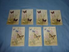 NOTELETS / NOTECARDS - VINTAGE - BUTTERFLY DESIGN  - SET OF 7 WITH ENVELOPES