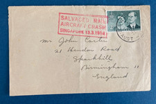 Postal History Singapore Salvaged Mail from Aircraft Crash 13 3 1954