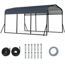 440 x 300 cm Metal Carport Outdoor Garage Car Shelter w/ Enhanced Base