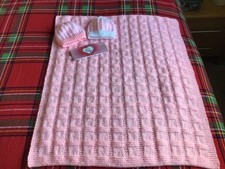 Hand Knitted Pink Baby Blanket
