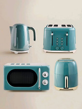 Kettle Toaster Microwave AirFryer Kitchen Set Teal Blue Retro Stylish Vintage UK