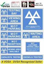 11 SIGNS PACK | MOT SIGN | MOT SIGNS | VOSA DVSA | GARAGE SIGNS | MOT SIGN PACK