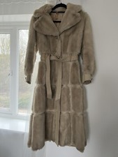 Vintage retro 70s Hippy Long womans long Maxi faux fur coat 8-10