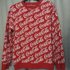 Coca Cola Print Pullover Sweater Jumper Mens Size XL Red & White - Christmas 