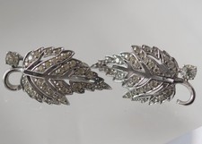 Vintage Stunning Ciro Pearls clip earrings leaf design beautiful clear stones CP