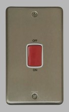 Legrand 733020 D P Switch 2 Gang 45 Amp Cooker/Shower Brushed Steel 146 x 86mm