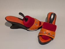 Salvatore Ferragamo Orange Leather Slide Kitten Heels - UK Size 6 (US 8)