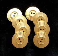 8 Ringed Gold Buttons, 28mm, Narrow Rims, 2 Hole, Matching Set