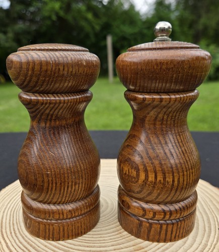 Vintage wooden salt and - wooden,