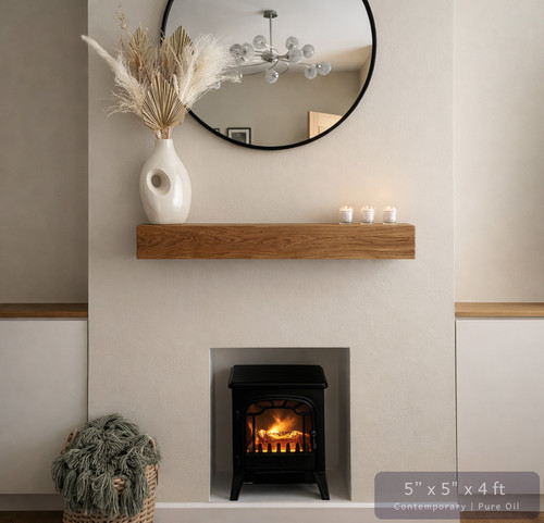 Solid oak beam fireplace - solid,