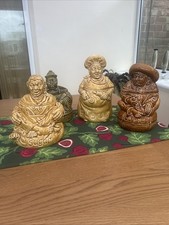 Staffordshire  Vintage Cheerful Canisters Tea, Coffee , Sugar , Flour. Set Of 4