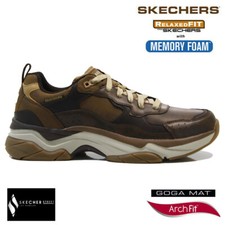 MENS SKECHERS LEATHER MEMORY FOAM OUTDOOR WALKING HIKING BOOTS SHOES TRAINERS