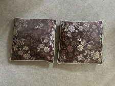 Pair Of Brown And White Floral Cushions/covers