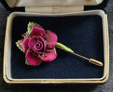 Coalport rose brooch hat pin - rose, brooch/hat
