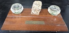 Vintage Desk Tidy Stand & Ink Wells With Granite From The Old London Bridge