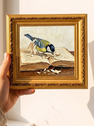 Great tit bird old book - great,