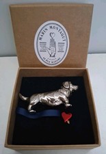  SILVER Metal DACHSHUND DOG FIGURINE  animal Figure French  gift in box bnwt 