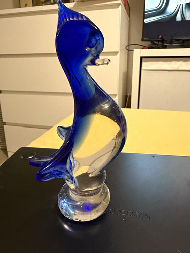 Murano style blue glass bird - murano,