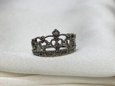 Crown Promise CZ Ring in Rhodium Plated Sterling Silver 925 Hand Crafted Size 7