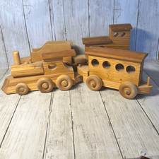 Vintage Wood Train Set Rolling
