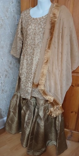 Gold gharara dress size small - gharara,