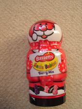 VGC Bassetts Jelly Babies plastic Santa babies plastic container jar with lid