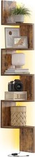 Wall Mounted Corner Shelf with RGB LED Lights 5 Tier Floating Shelves VASAGLE
