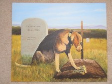 ORIGINAL OIL PAINTING ON CANVAS BOARD/PANEL OF DOG/HOUND NOT SIGNED