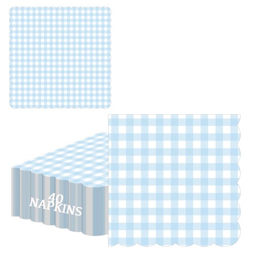 40pcs baby blue gingham - 40pcs,