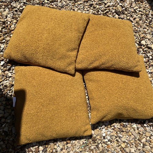 Mustard textured cushions - textured,