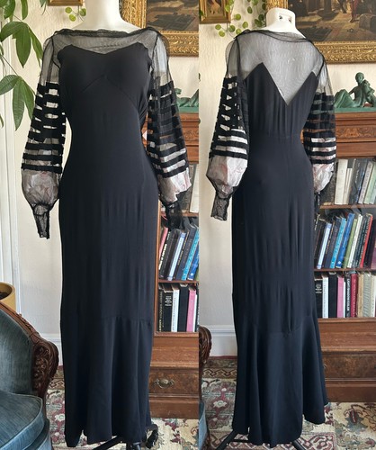 Vintage 1930s black mesh - black, net