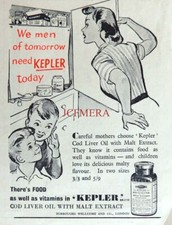 Wartime 'KEPLER' Cod Liver Oil & Malt Extract Food Advert : Small 1944 WW2 Print