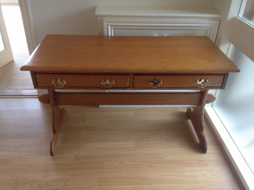 Pitch pine table with drawers - pine,