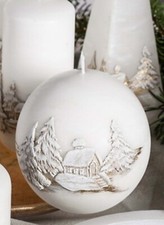 SNOW - White Christmas Decorative Candle – Christmas Xmas decoration centrepiece