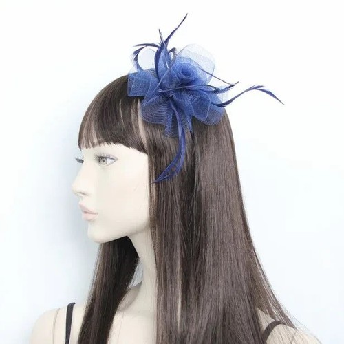 Navy blue looped net - blue, feather
