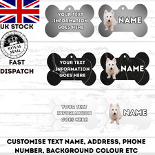 WESTIE Dog Personalised Your Own Photo Round Dog Bone, Military Tag