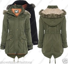 NEW Womens OVERSIZED HOOD PARKA Ladies JACKET COAT FISHTAIL Size 8 10 12 14 16