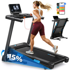 MERACH T12 Foldable Treadmill with Auto Incline 15%, 0.8-12 km/H Walking Pad App