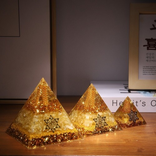 Citrine orgonite pyramid - citrine,