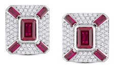 2.40ct Natural round Diamond 14k solid white gold ruby Wedding Men'S cufflinks