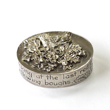 Silver Scenes Wren trinket pill keepsake box,  silver plated pewter