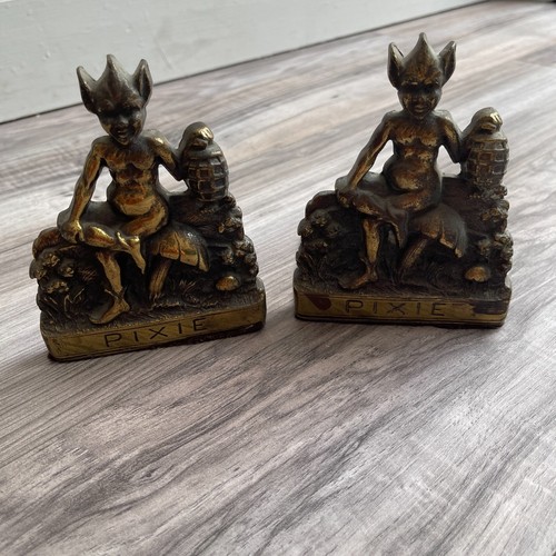 Brass pixie bookends - brass,