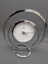 NEXT Clock Chrome Art Deco Style Ring Circles ~ Battery 