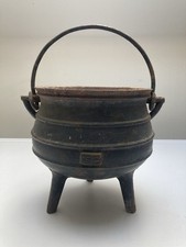 Antique Cast Iron Three Legged 1/2 Gallon Witches Cauldron.