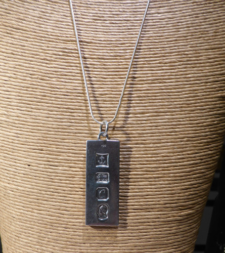 Solid silver ingot necklace - solid,