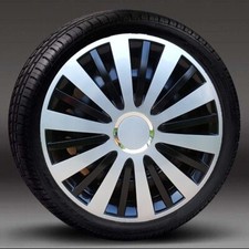 Set of 4 wheel trims 15" Hub Caps, Covers to fit Fiat Punto,Stilo,Doblo,+ badges