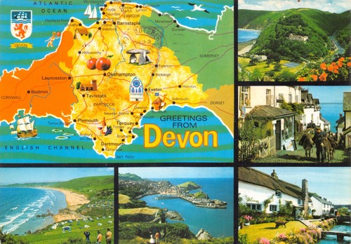 Map postcard devon - map,