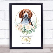 Beagle Pet Memorial Peach Gold
